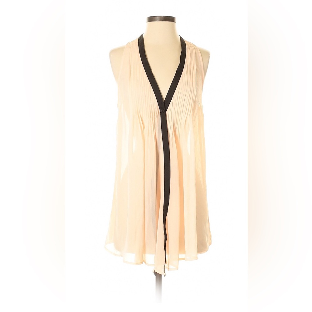 Pins & Needles light pink sheer silk Blouse with Black Accent